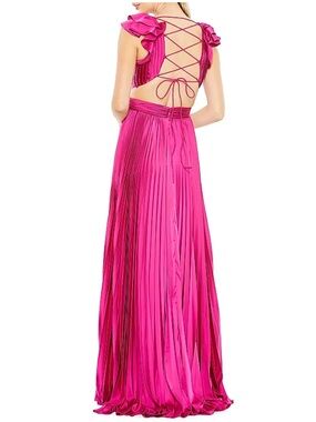MAC Cosmetics Hot Pink Pleated Satin Maxi Skirt